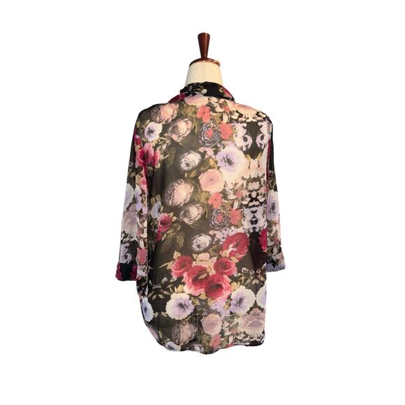 Kirra sheer floral kimono front cardigan shrug oversized XS - Picture 4 of 7
